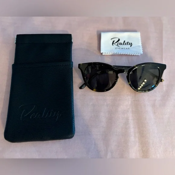 Reality Sustainable Eyewear Black and Gold Framed Sunglasses - Picture 1 of 5